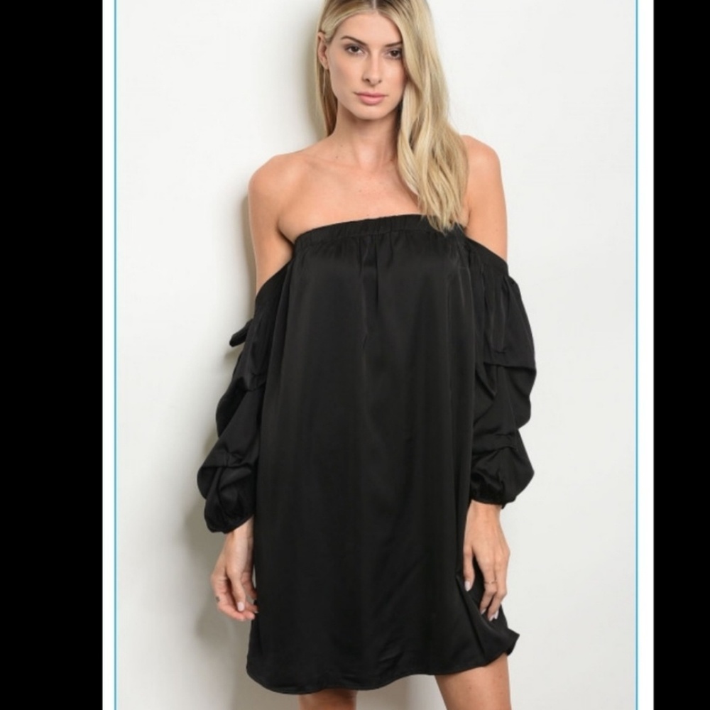 Beautiful & Simple Off The Shoulder Dress - Black